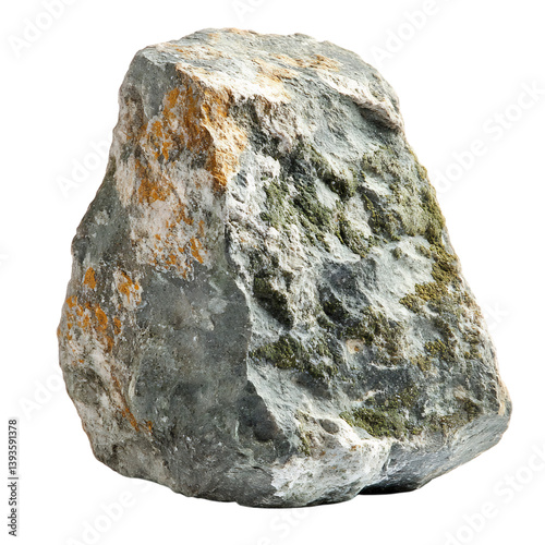 Blarney Stone - A Weathered Grey Limestone Rock with Yellow Substance Isolated on Transparent Background