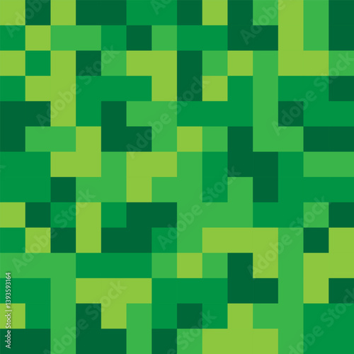 Obraz na płótnie Pixel pattern closeup. Green block mosaic. Vector seamless background. Abstract color style. w salonie