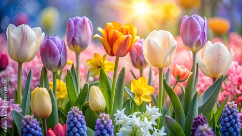 Spring Flowers, Tulips, Hyacinths, Daffodils
