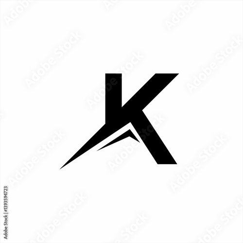 Abstract initial letter KX logo design with mountain symbol.