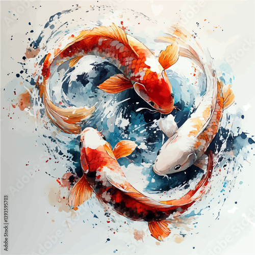 Fish, watercolor illustration, isolated on a white background.

