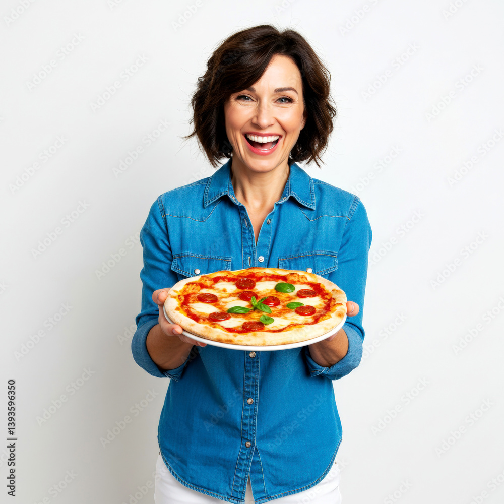 Cheerful young man holding a pizza isolated on white Cheerful young man holding a pizza isolated on white