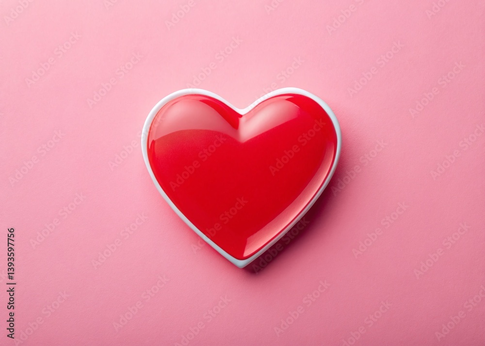 Obraz premium Adorable Red Heart Sticker on a Delightful Pink Background A Sweet Valentines Day Design for Digital or Print