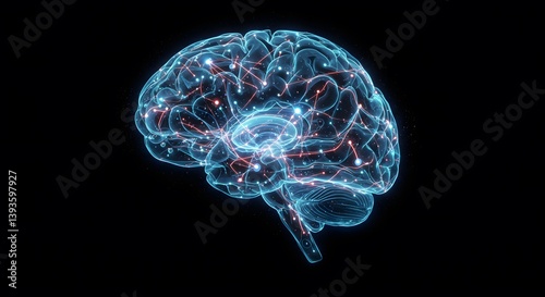 Glowing brain illustration representing neural activity