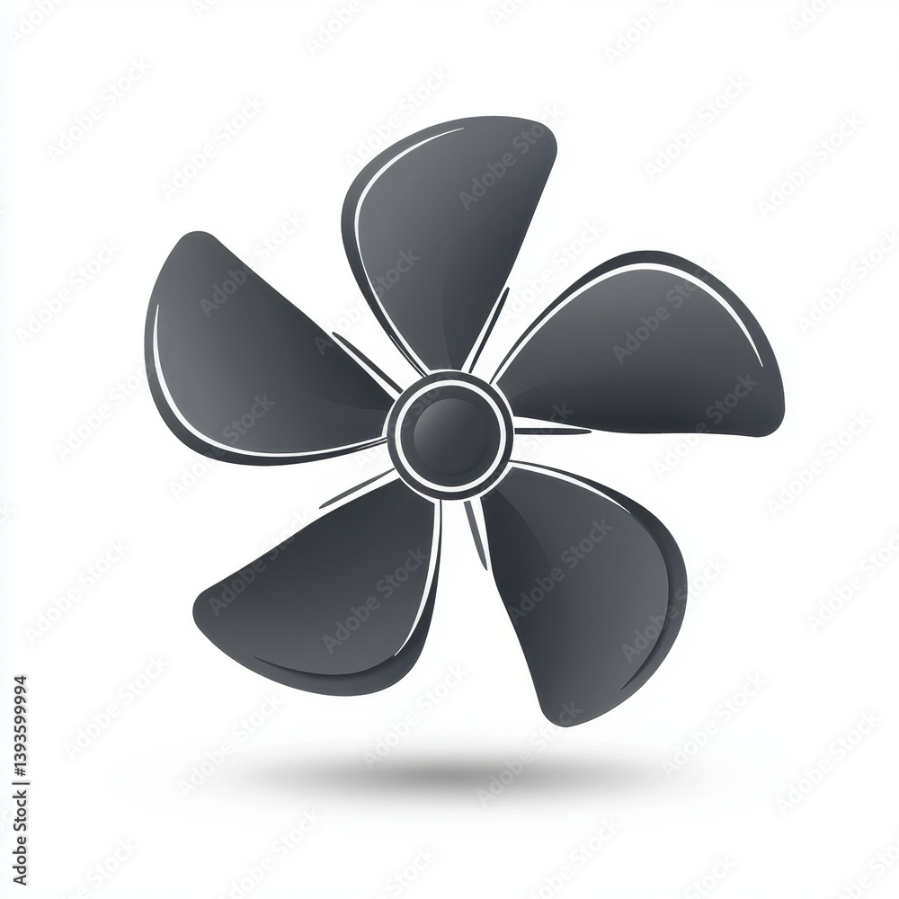 Gray Minimalist Fan Blade Icon on White Background Gray Minimalist Fan Blade Icon on White Background