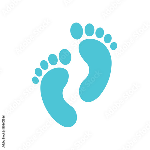 foot print on blue background