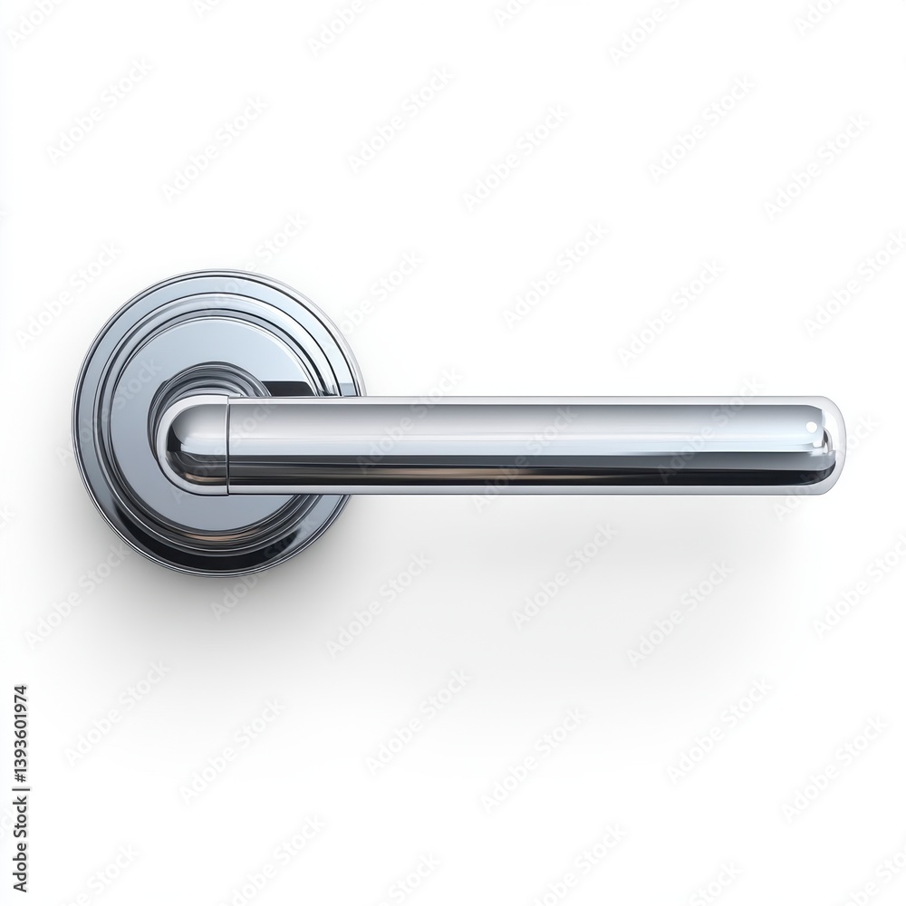 Silver Metal Door Lever on White Background Silver Metal Door Lever on White Background