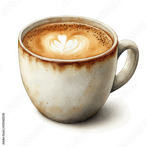 Americano, watercolor illustration, isolated on a white background.


