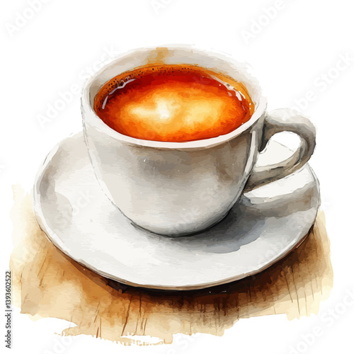 Americano, watercolor illustration, isolated on a white background.

