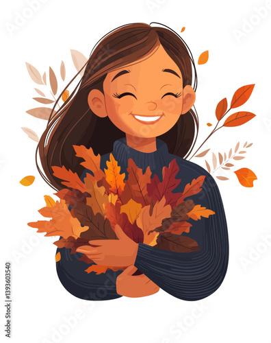 A woman is depicted smiling as she holds a vibrant bouquet in a modern flat art style