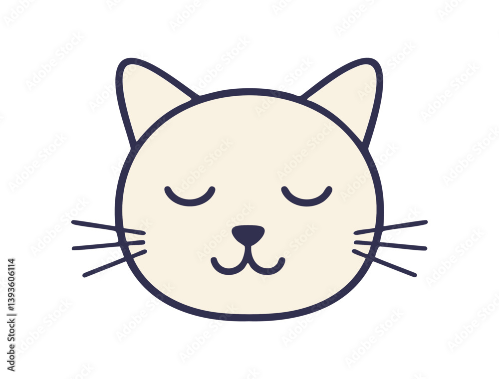 Calm white cat face cartoon vector Calm white cat face cartoon vector
