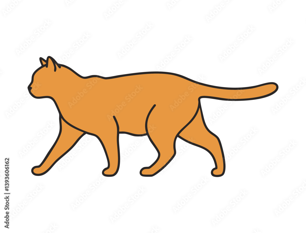 Fototapeta premium Walking Orange Cat Vector Illustration