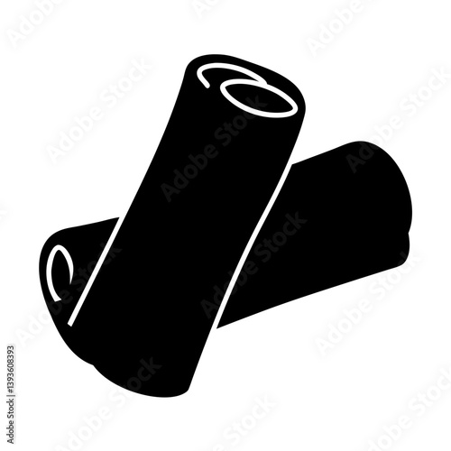 Silhouette image of two rolledup items resembling cannelloni pasta or cigars