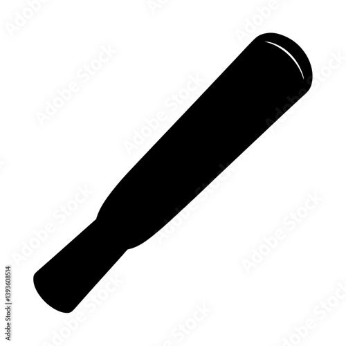 A Simple Black Silhouette of a Baseball Bat or Similar Striking Implement