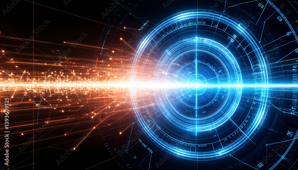 Fototapeta premium Abstract Technology Background with Glowing Lines and Shapes