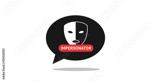 Impersonator mask graphic with speech bubble