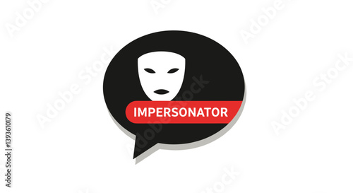 Impersonator mask in speech bubble graphic design