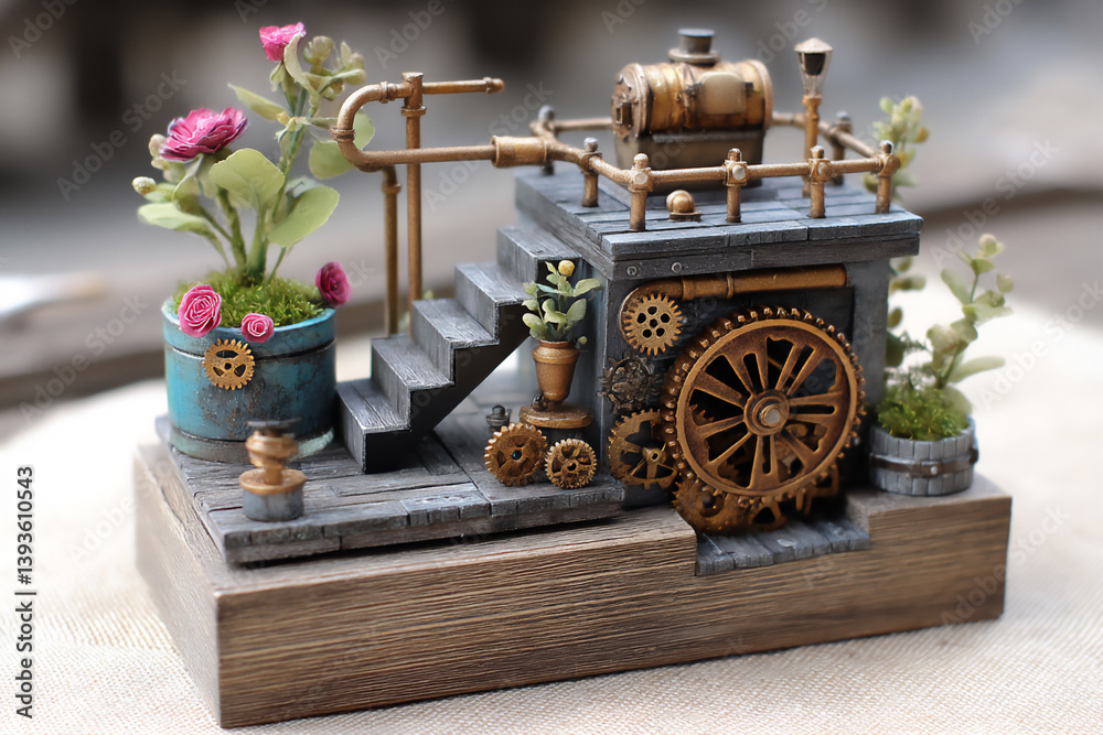 Fototapeta premium name: steampunk mechanical garden