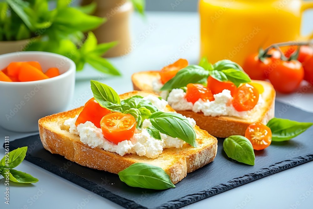 Breakfast Crostini, Fresh Produce Breakfast Crostini, Fresh Produce