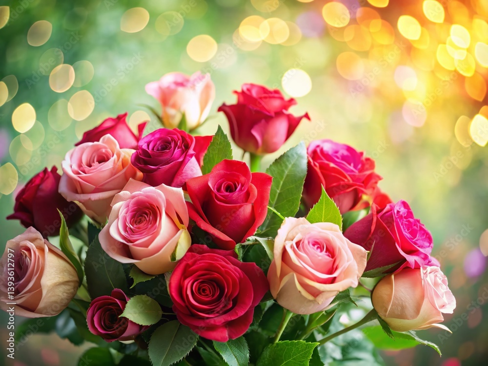 Exquisite Red and Pink Rose Bouquet with Bokeh Background A Romantic Floral Arrangement for a Special Occasion Exquisite Red and Pink Rose Bouquet with Bokeh Background A Romantic Floral Arrangement for a Special Occasion