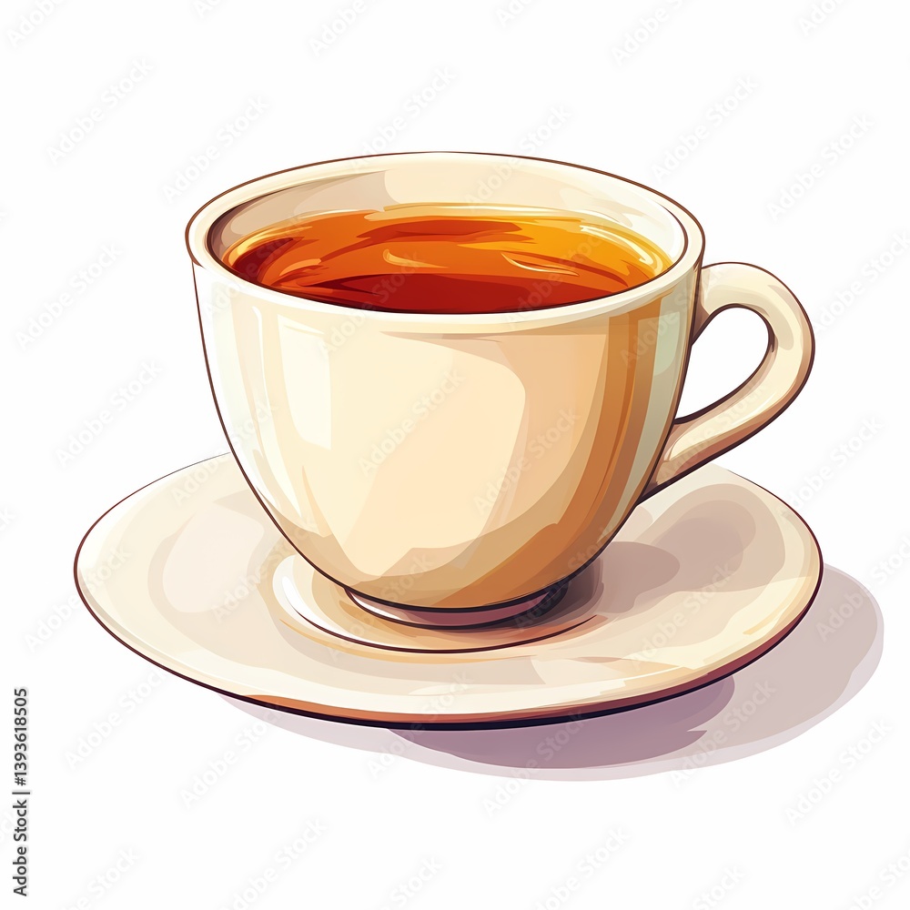 Luxurious Porcelain Cup of Hot Tea: Elegant Ceramic Drinkware for a Cozy Elaborated Breakfast Experience Luxurious Porcelain Cup of Hot Tea: Elegant Ceramic Drinkware for a Cozy Elaborated Breakfast Experience
