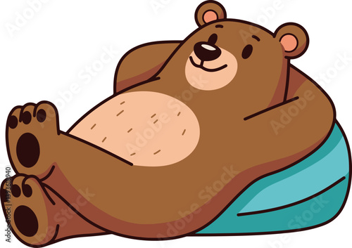 Cute bear relaxing cartoon illustration
