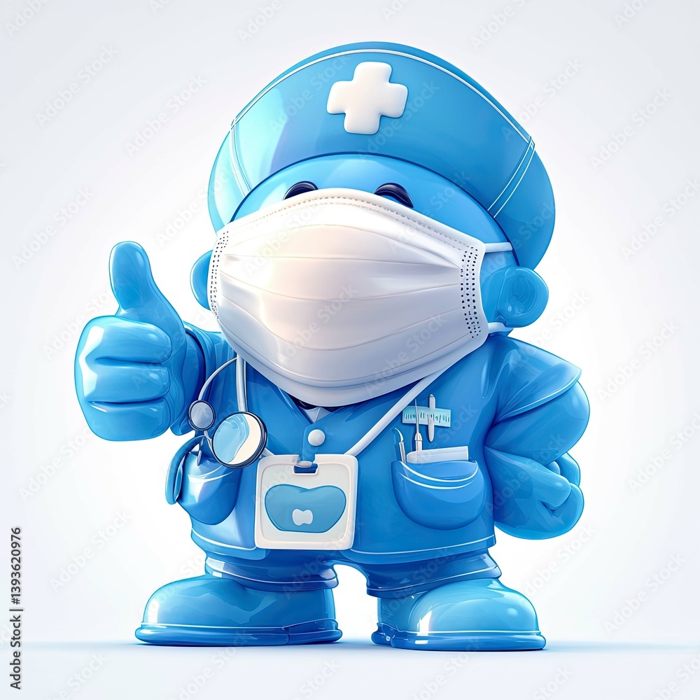 Naklejka premium Cheerful 3D Cartoon Doctor: Providing Medical Care and Support