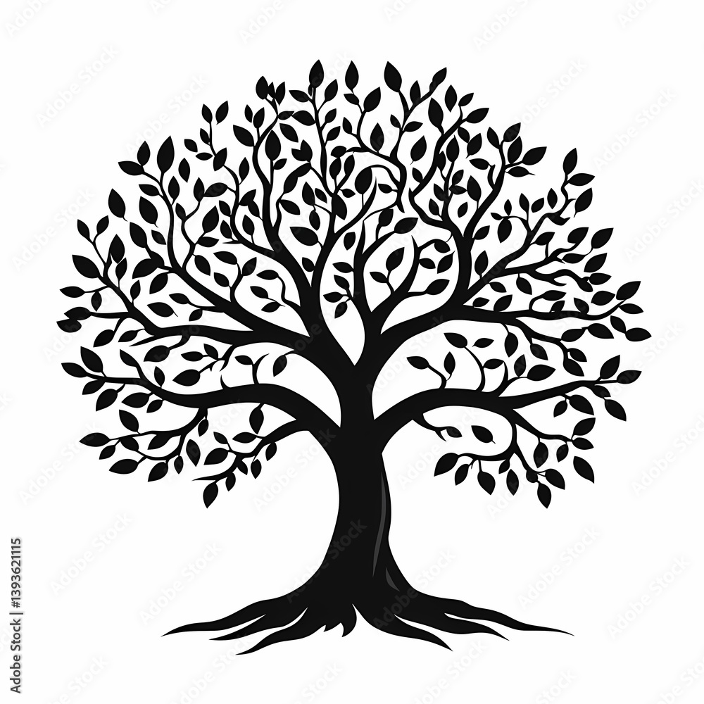Obraz premium Artistic Black Tree Illustration: Eco-Friendly Botanical Design for Natural Harmony