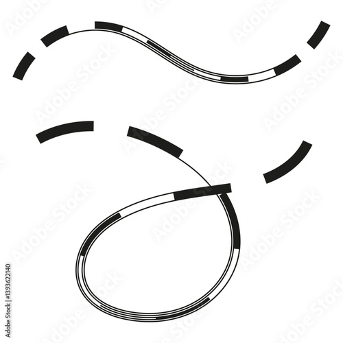 Semicircle pattern illustration. Curved line flow. Black white contrast. Vector wave design.