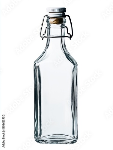 Wallpaper Mural Clear Glass Bottle with Swing Top and Cork on White Background Torontodigital.ca
