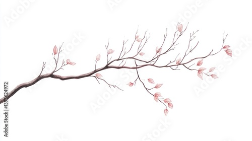 Delicate branch with budding leaves
