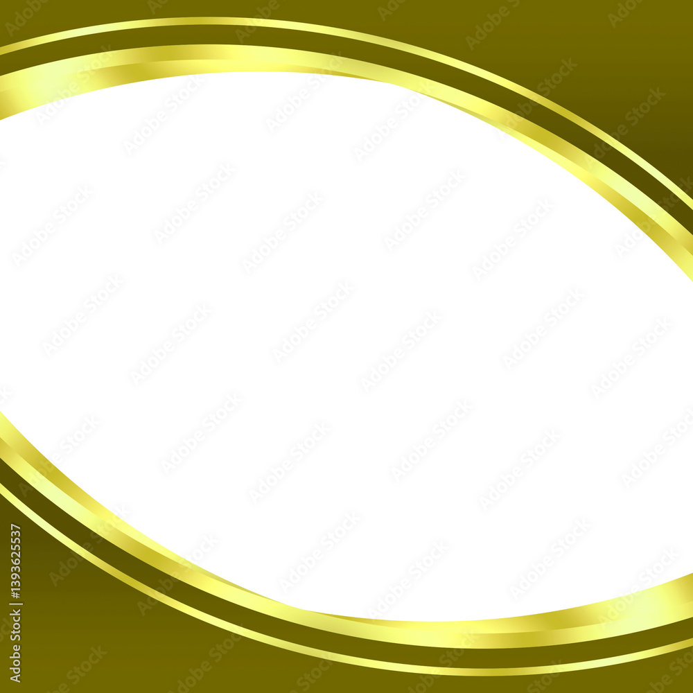 Obraz premium Abstract yellow metallic luxury curved lines in the middle of empty space as cover decoration isolated on white background