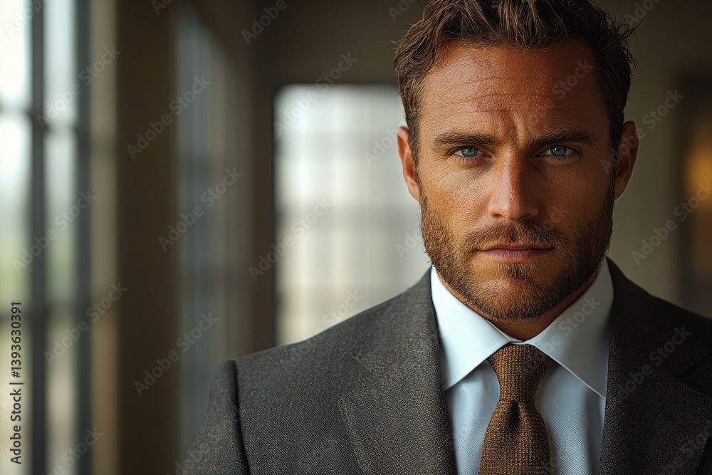 Close-up portrait of a man in a suit, serious expression (2) Close-up portrait of a man in a suit, serious expression (2)