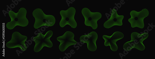 Abstract Circular Sound Wave Shapes. Vector Ripple Line Sounwave Pattern. Radial Audio Voice Effect.