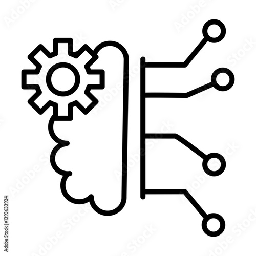 Brain Control  Vector Line Icon Design