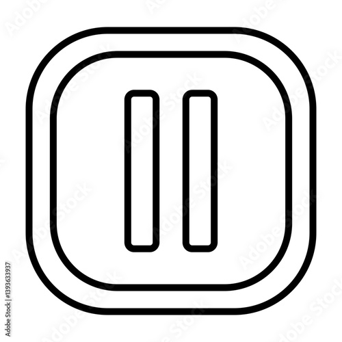 Pause Button  Vector Line Icon Design