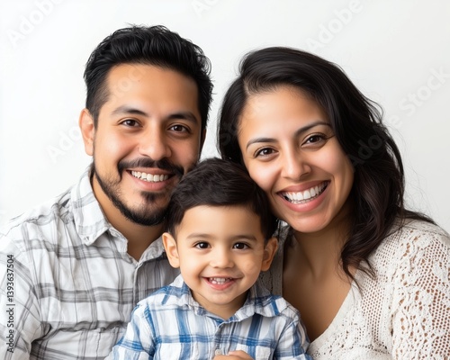 Happy family photo isolated white background