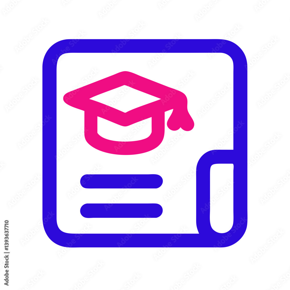 Graduation Icon with Diploma and Cap in Modern Design Graduation Icon with Diploma and Cap in Modern Design