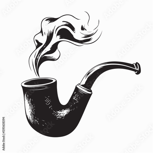 Smoking Pipe Images vector. Durable Wooden Wood Smoking Pipe Tobacco Cigarettes vector.