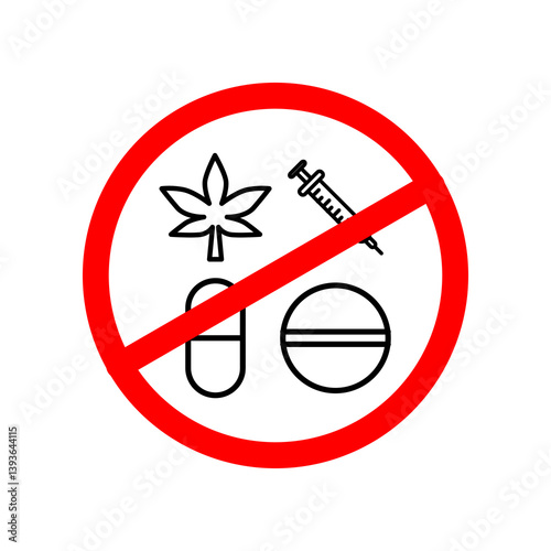 no drug vector icon. say no to drug. No drug simple illustration isolated on white background.