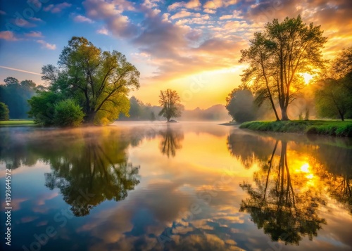Peaceful Dawn at Beckley Creek Park Lake in Louisville Kentucky A Serene Escape to Natures Embrace