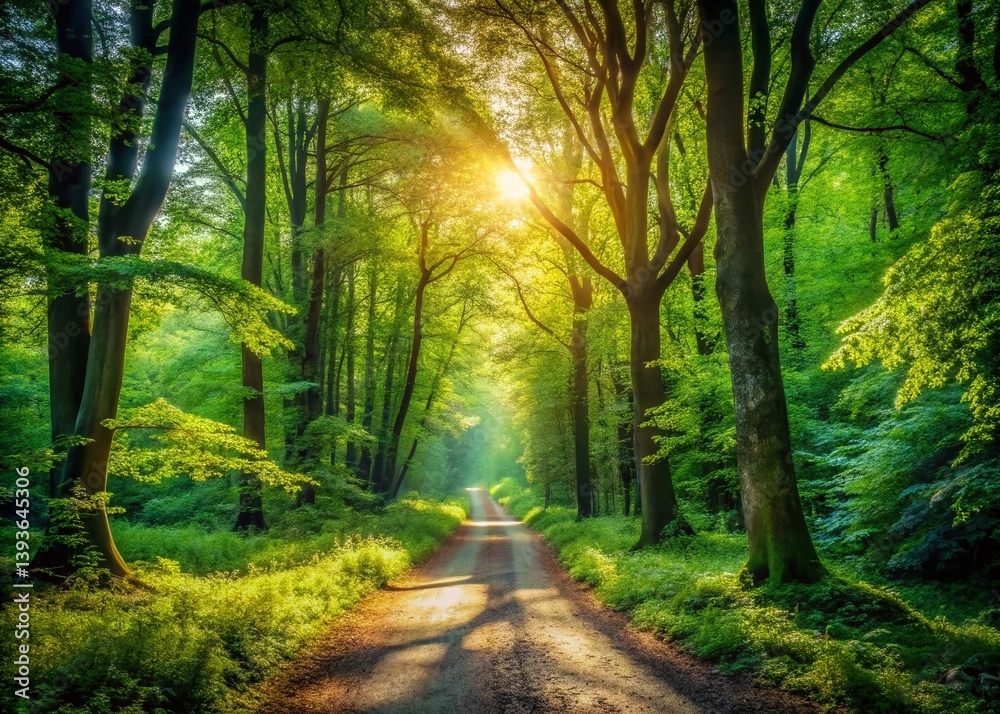 Fototapeta premium Tranquil Forest Walk Immerse Yourself in Natures Calming Embrace for Stress Relief and Relaxation