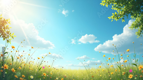 Vibrant imagery of sunny afternoons portraying crisp blue skies and inviting outdoor leisure scenes with dynamic composition for premium stock photography in  Photo Stock  Concept  and empty space on 