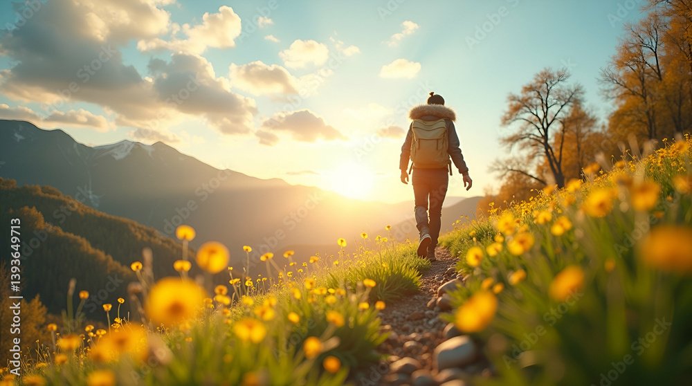 Fototapeta premium Explore dynamic visual narratives that capture late spring adventures, showcasing vibrant outdoor exploration and refined compositional detail for premium travel stock imagery.