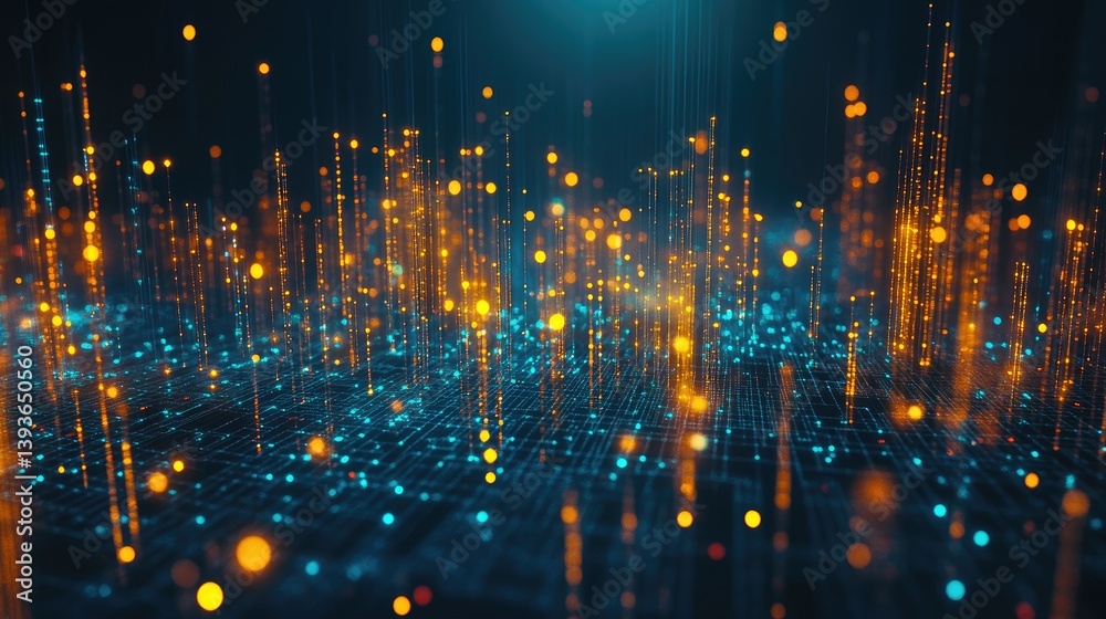 Obraz premium Technology enterprise structure with glowing interconnected nodes and systems architecture