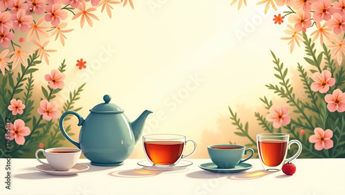 Wallpaper Mural Experience serene relaxation in a garden with refined vintage teaware, floral backdrops, and natural light, perfect for outdoor gatherings. Torontodigital.ca