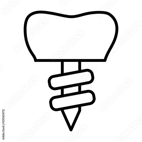 Dental Implant Vector Line Icon Design