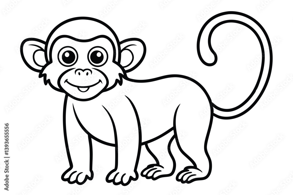 Fototapeta premium Monkey outline vector illustration and ready for print.