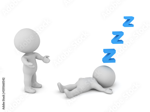 Sleeping 3D Character and Surprised Character