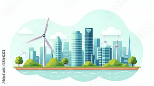 Flat High-Tech Financial Hub: Showcasing Renewable Energy Finance with Innovative Digital Platforms & Robust Capital Allocation for Sustainable Project Funding - Cute Vector Illustration